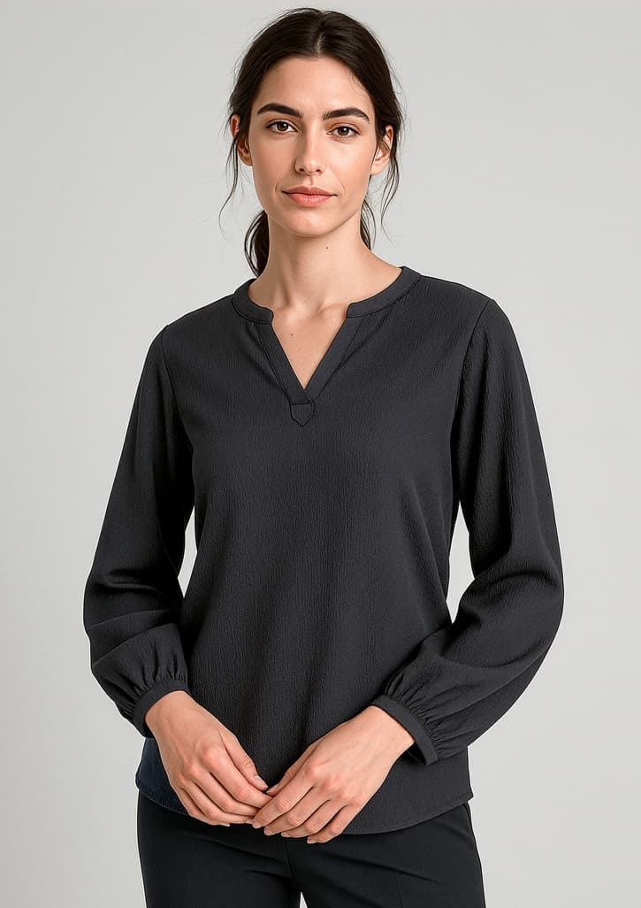 Ruché Womens Long Sleeve Shirt — Black