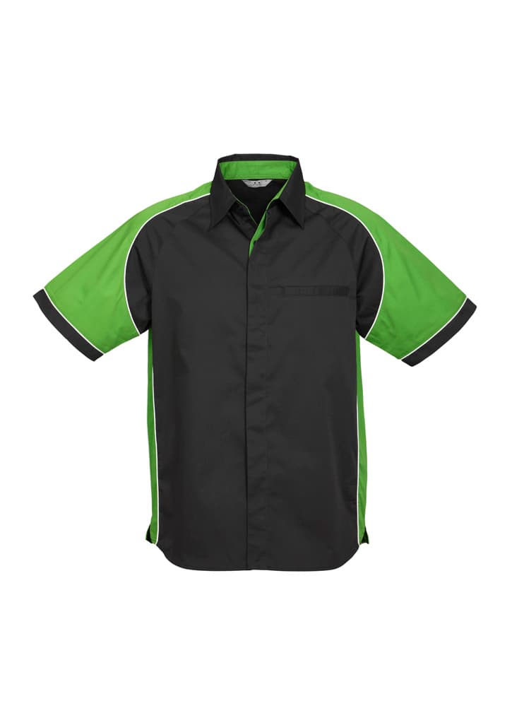 Nitro Mens Short Sleeve Shirt — Black/Green/White