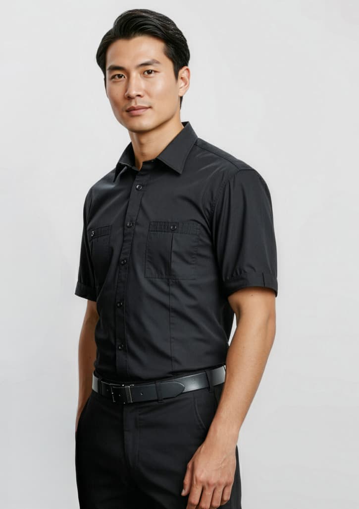 Bondi Mens Short Sleeve Shirt — Black