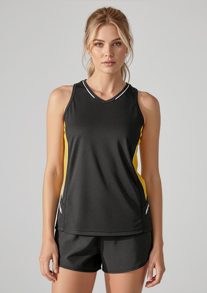 Renegade Womens Singlet — Black/Gold/Silver
