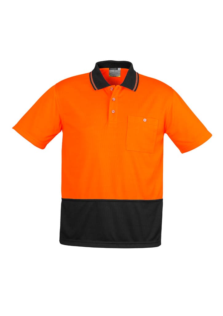 Unisex Hi Vis Basic Short Sleeve Polo — Orange/Black