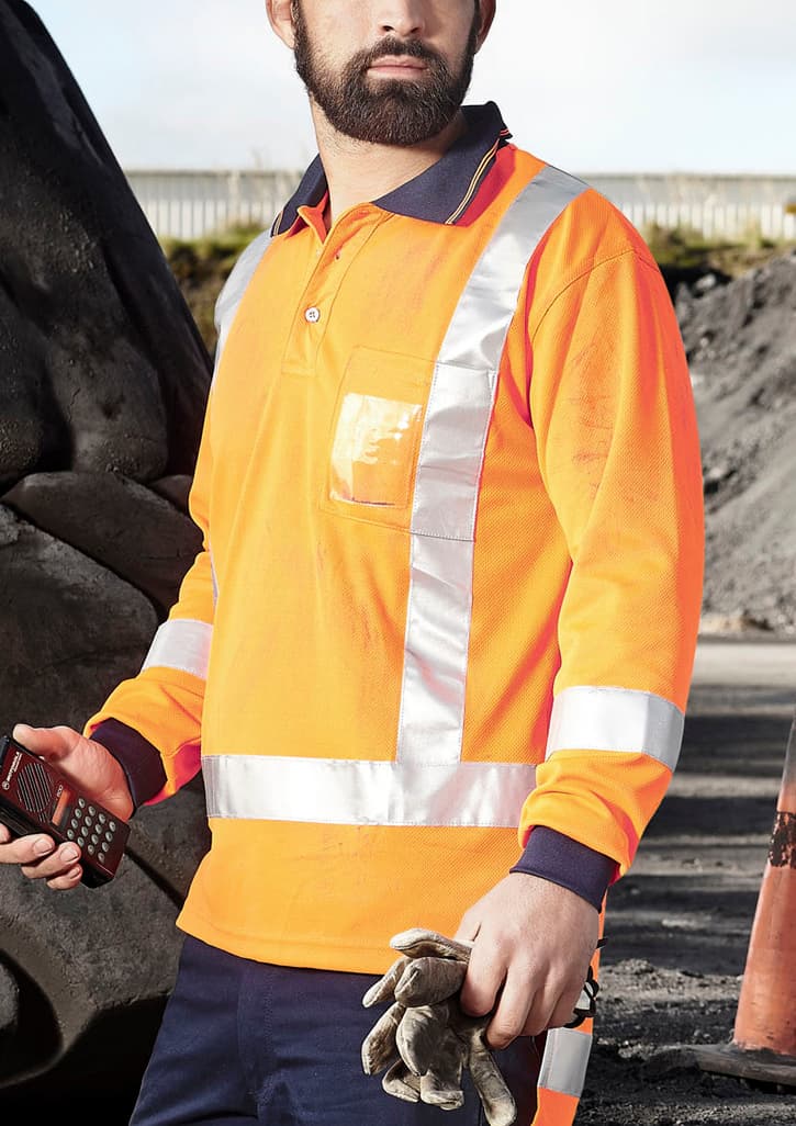 Mens TTMC-W23 Long Sleeve Polo — Orange/Navy