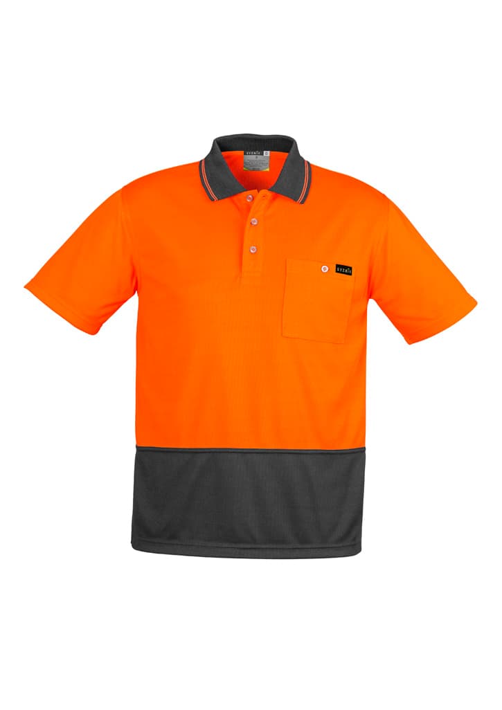 Mens Hi Vis Comfort Back Short Sleeve Polo — Orange/Charcoal