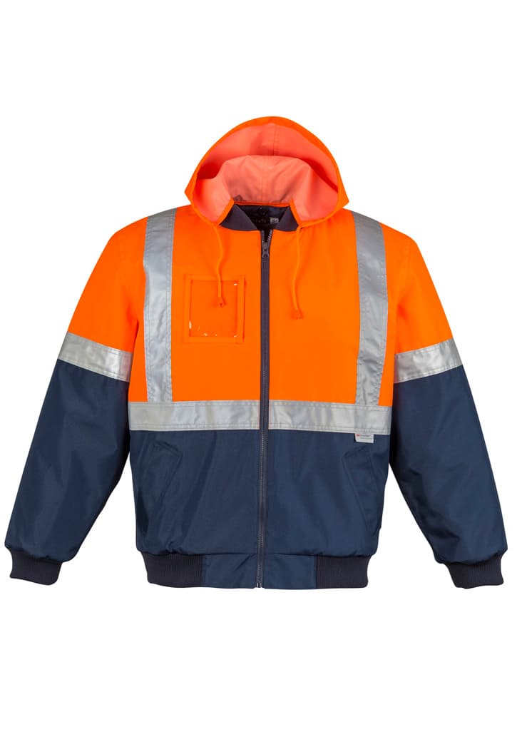 Mens Hi Vis Quilted Flying Jacket — Orange/Navy