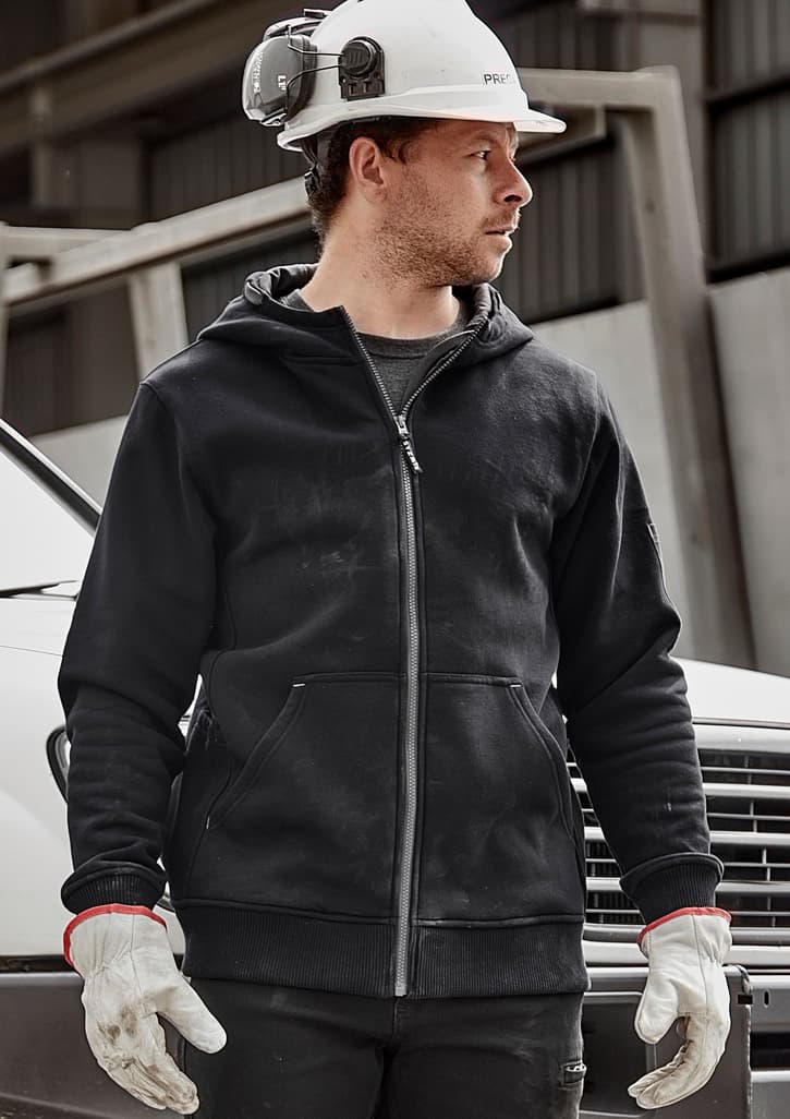 Unisex Zip Front Multi-Pocket Hoodie — Black/Charcoal