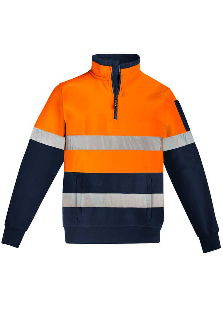 Unisex Hi Vis 1/4 Zip Pullover - Hoop Taped — Orange/Navy