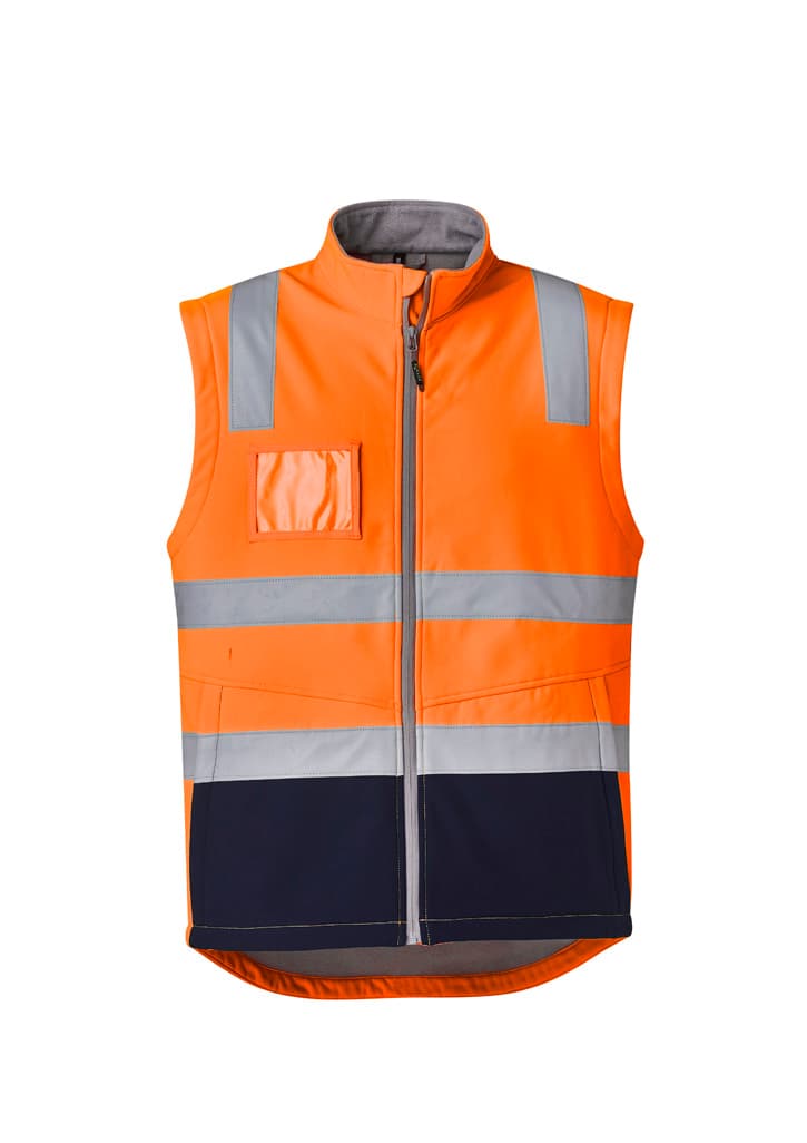 Unisex Hi Vis Softshell Vest — Orange/Navy