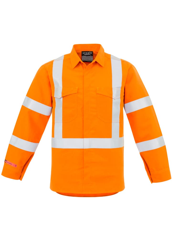 Mens Red Flame Hi Vis X Back Shirt — Orange