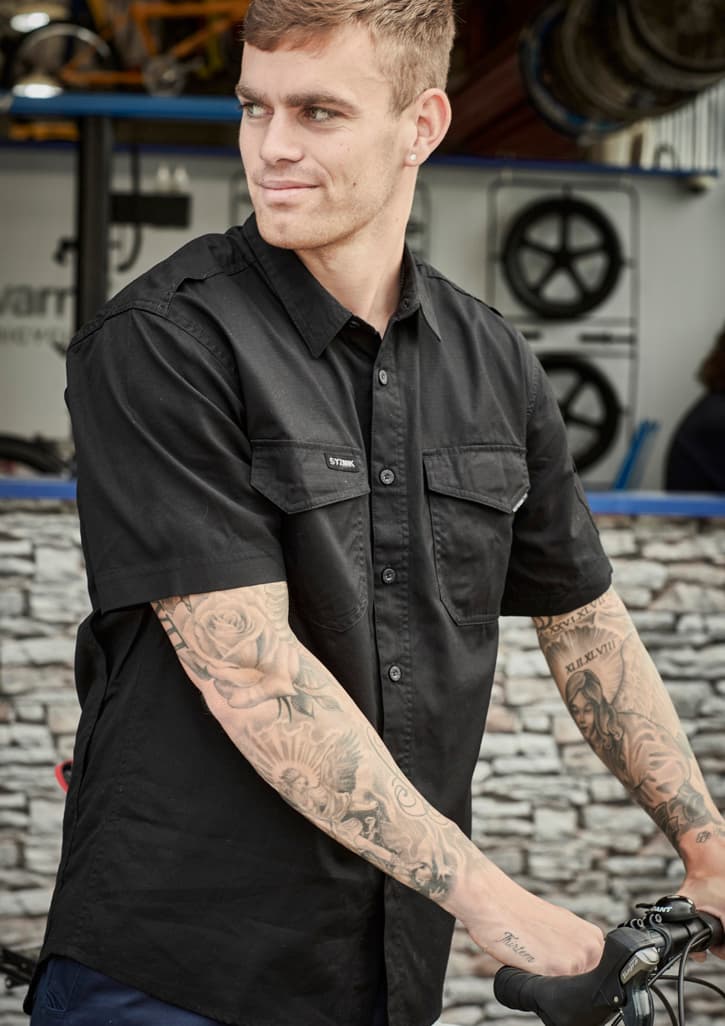 Mens Rugged Cooling Short Sleeve Shirt — Black