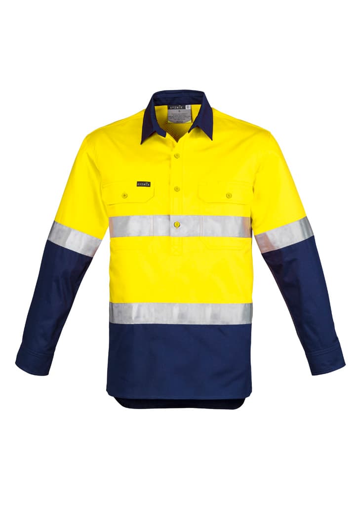 Syzmik Mens Closed Front Long Sleeve Shirt - Hoop Taped