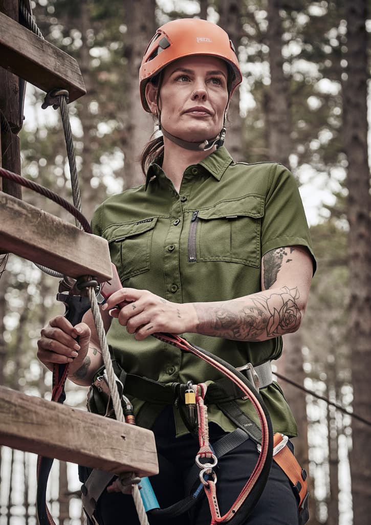Womens Outdoor Short Sleeve Shirt — Army