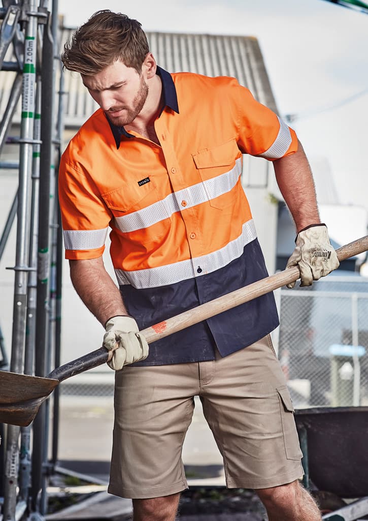 Syzmik Mens Rugged Cooling Hi Vis Taped Short Sleeve Shirt