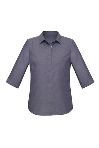 Charlie Womens 3/4 Sleeve Shirt — Navy Chambray