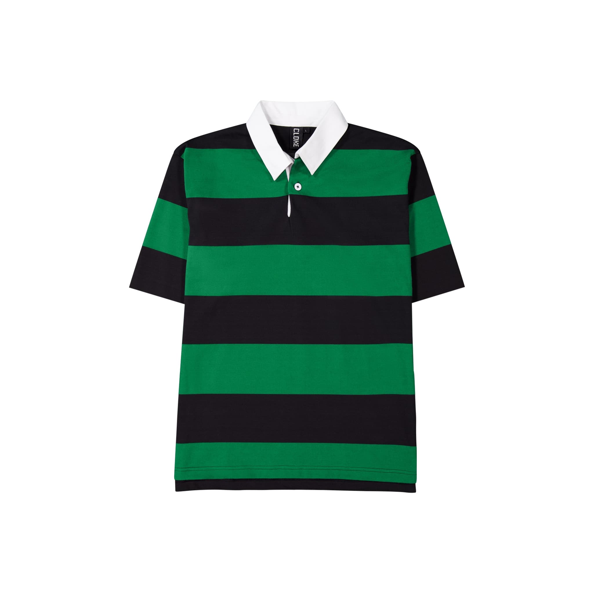 Short-Sleeved Striped Rugby Jersey — Black/Kelly