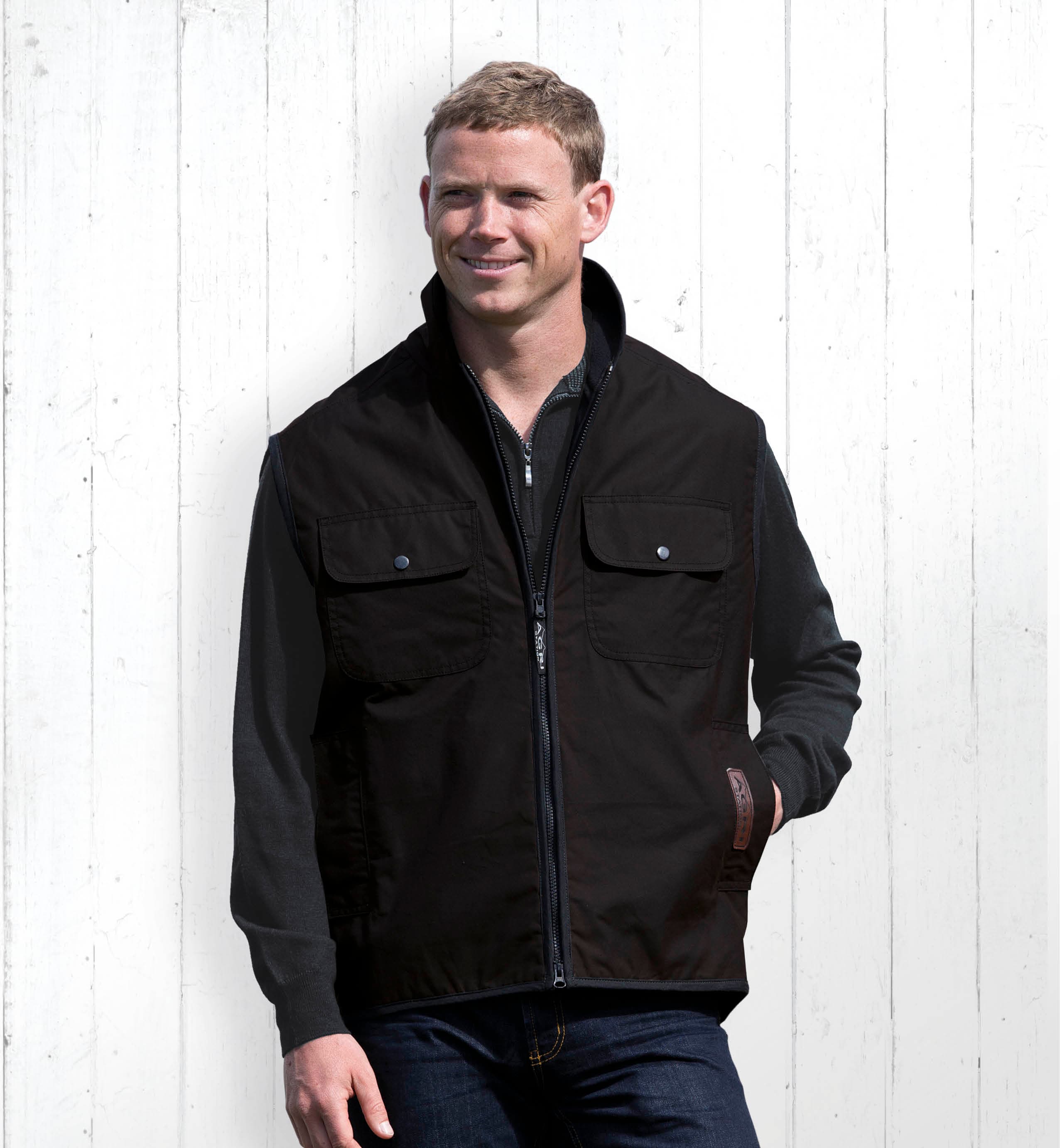 Agri Station Ranger Oilskin Vest — Brown
