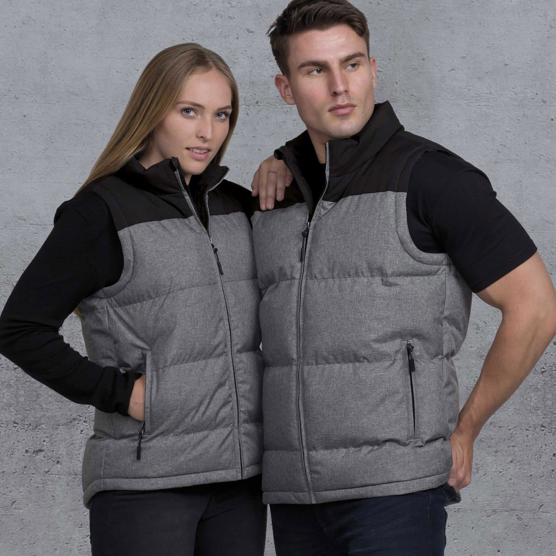 smpli Axle Puffa Vest — Grey Melange/Black