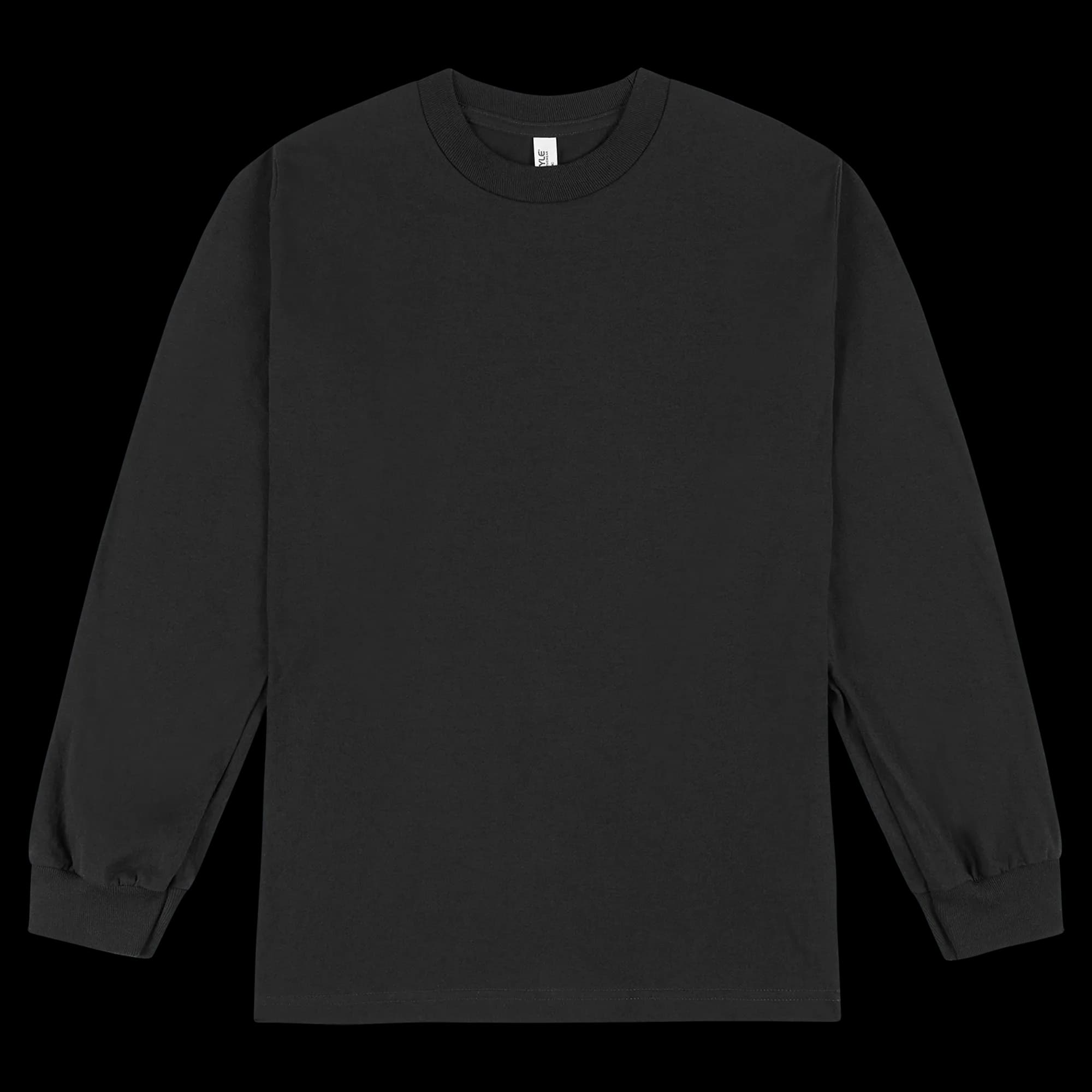 1304 American Apparel Heavyweight Cotton Unisex Long Sleeve T-Shirt — Black