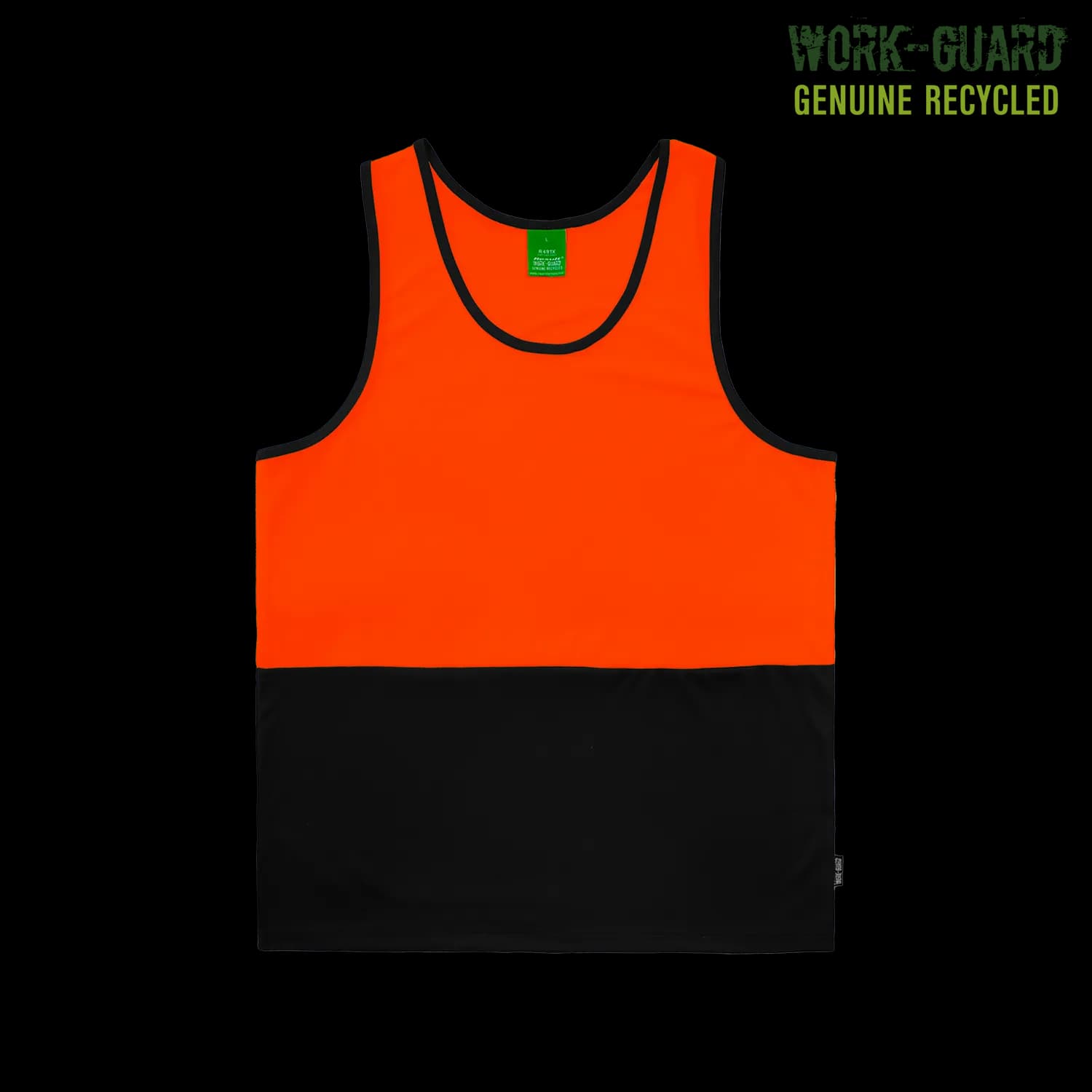 R491X Work-Guard Recycled Hi Vis Singlet — Orange/Black