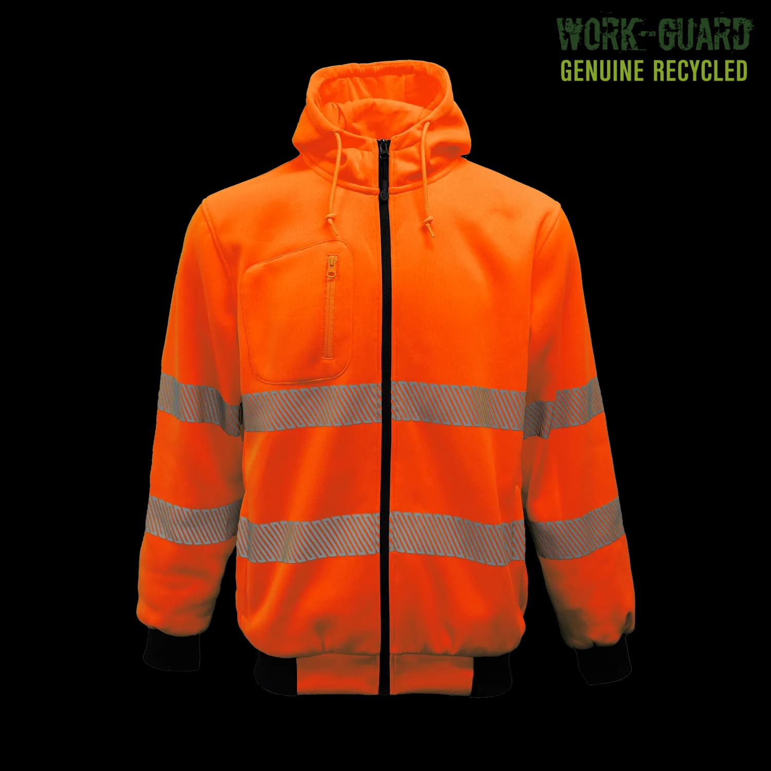 R503X Work-Guard Recycled Hi Vis Day/Night Zipped Hoodie — Safety Orange