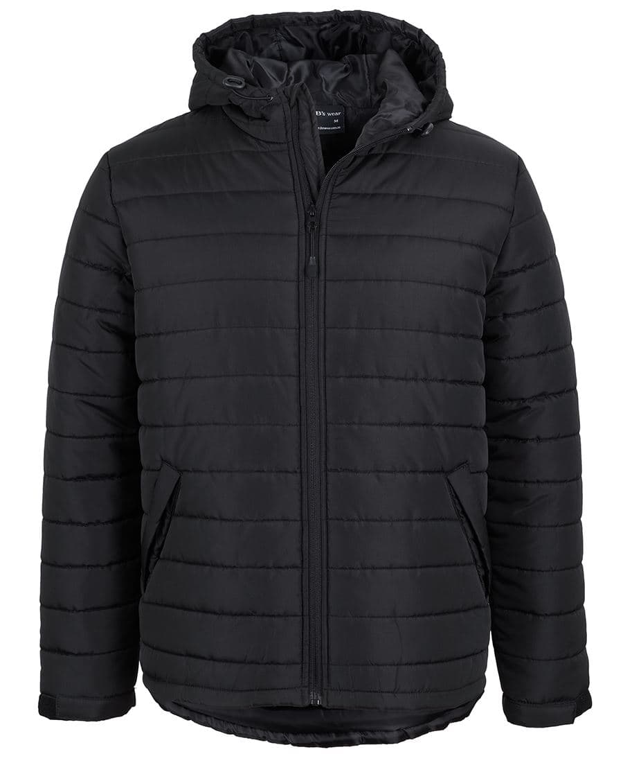 JB's HOODED PUFFER JACKET — Black