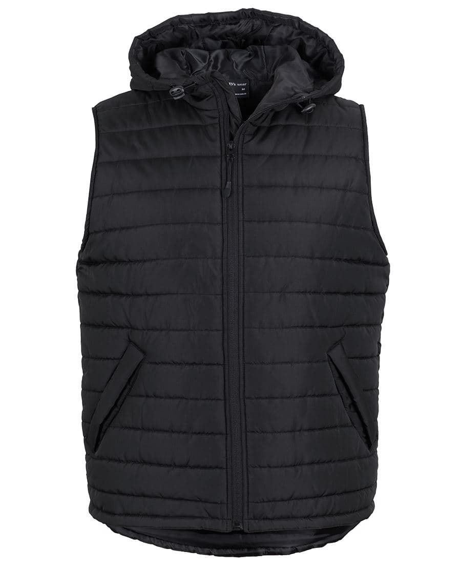 JB's HOODED PUFFER VEST — Black
