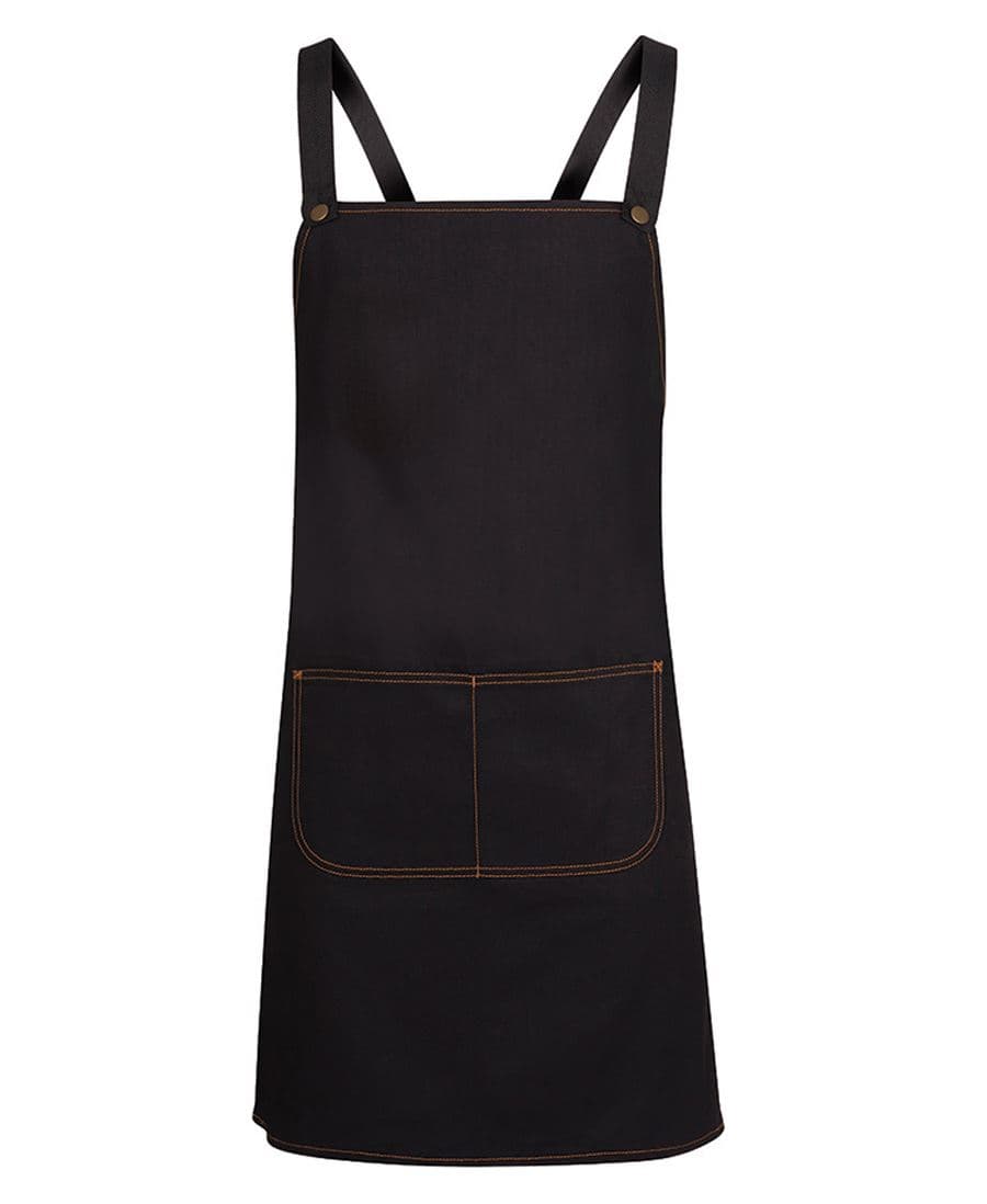 JB's CROSS BACK DENIM APRON (WITHOUT STRAP) — Black