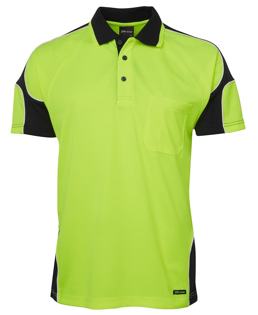 JB's Wear HV 4602.1 S/S Arm Panel Polo LIME/BLACK-2XS