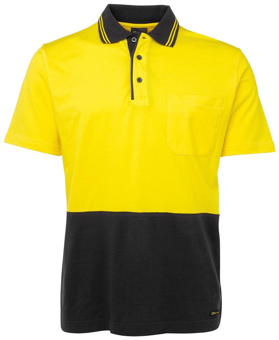 JB's Wear HV S/S Cotton Polo YELLOW/BLACK-2XS
