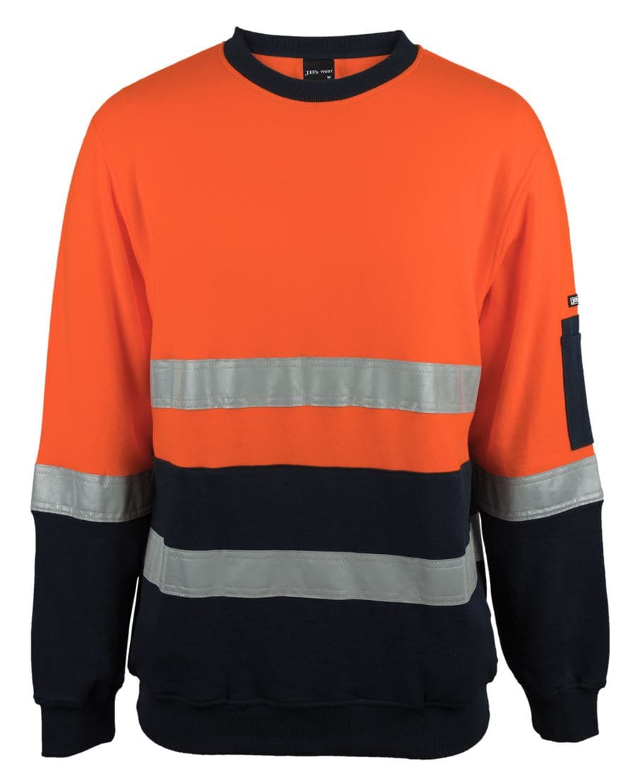 JB's HV 310 (D+N) COTTON CREW NECK FLEECE ORANGE/NAVY -2XS — Orange/Navy