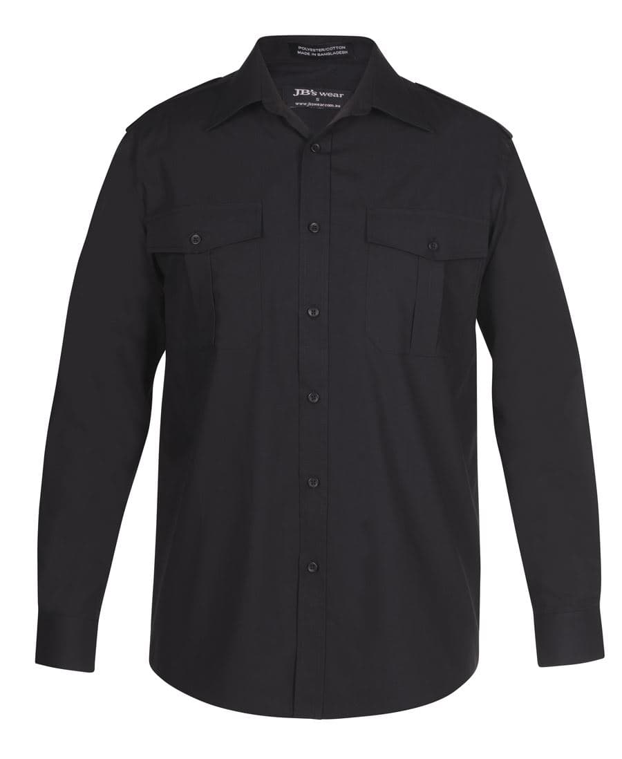 JB's S/S EPAULETTE SHIRT BLACK- XS — Black