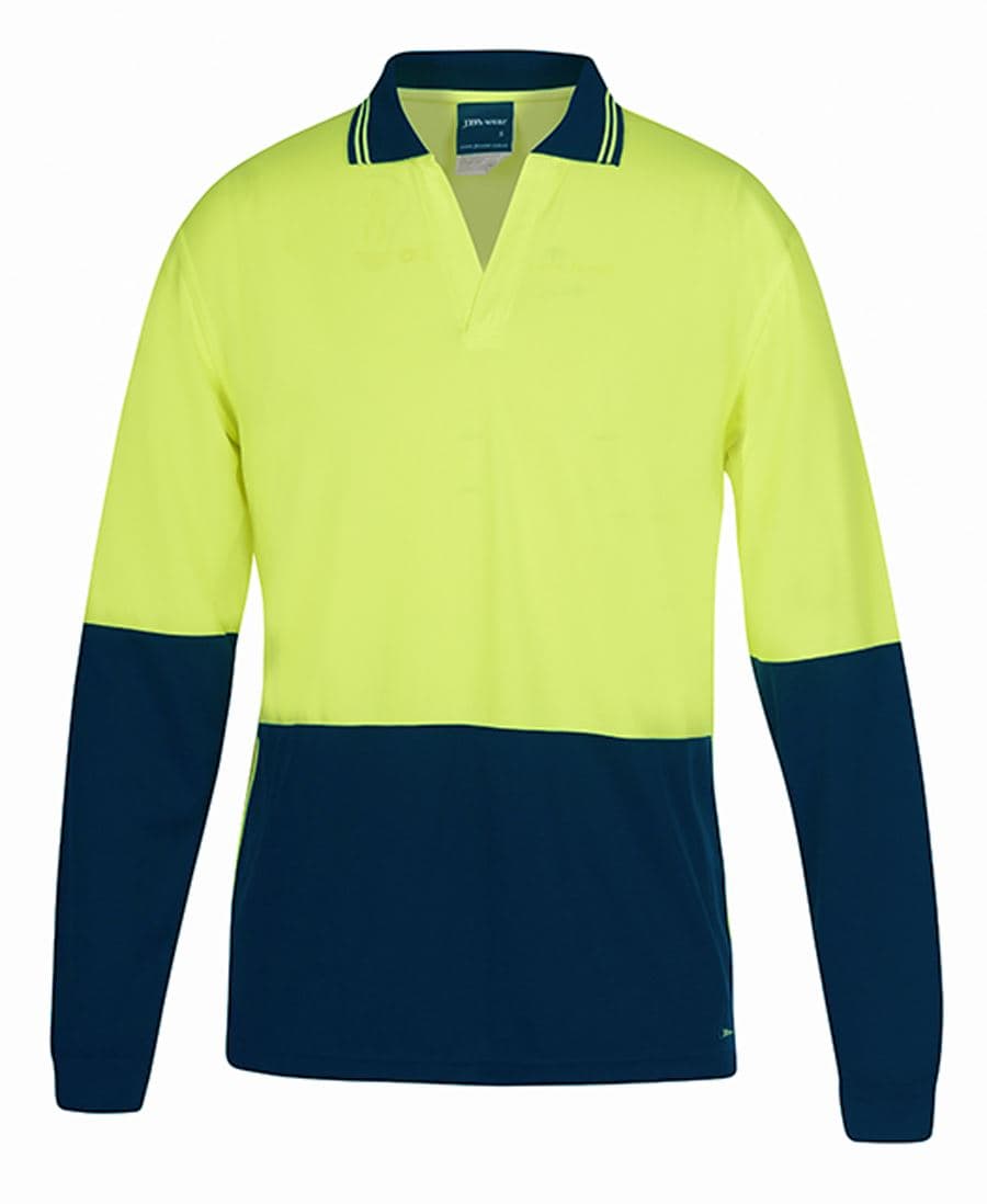 JB's HV 4602.1 L/S NON BUTTON POLO — Lime/Navy