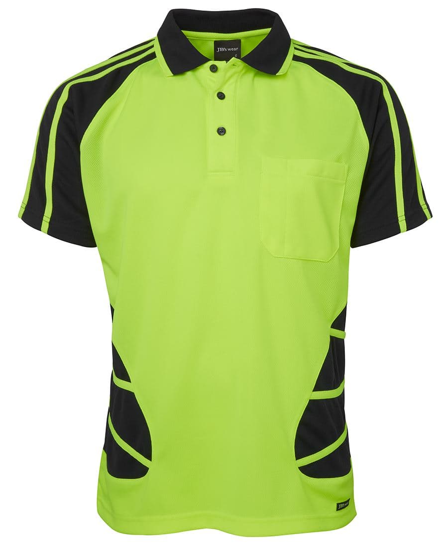 JB's HV S/S SPIDER POLO LIME/BLACK-2XS — Lime/Black
