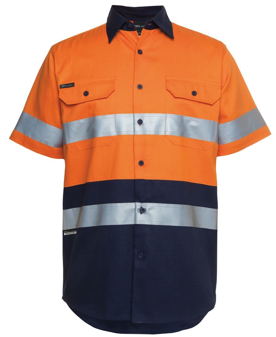 JB's HV (D+N) S/S 190G SHIRT ORANGE/NAVY-XS — Orange/Navy