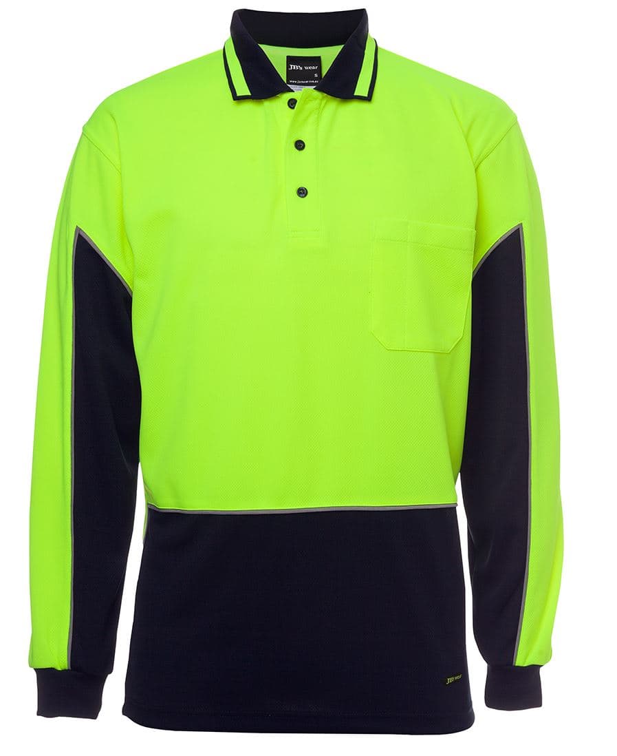 JB's HV 4602.1 L/S GAP POLO — Lime/Navy