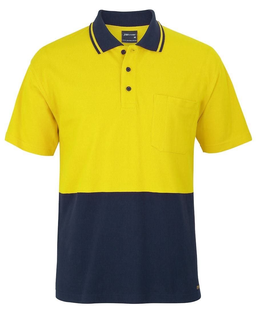 JB's HV S/S COTTON PIQUE TRAD POLO — Yellow/Navy