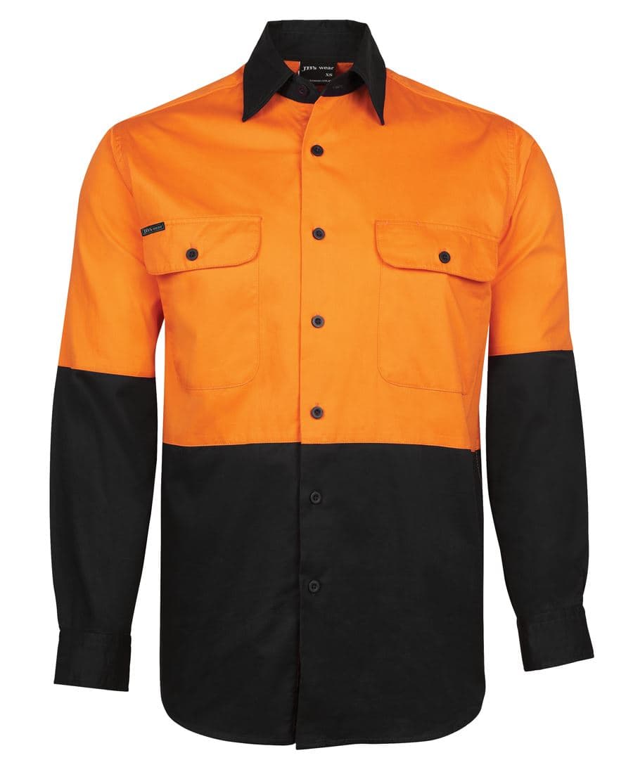 JB's HV L/S 150G SHIRT ORANGE/BLACK -3XS — Orange/Black