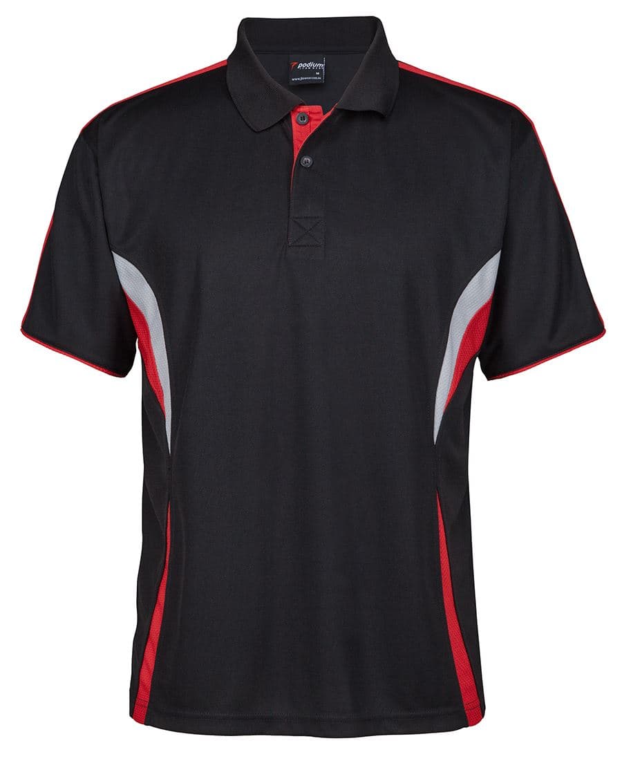 JB's Wear Podium Cool Polo BLACK/RED/GREY -3XS