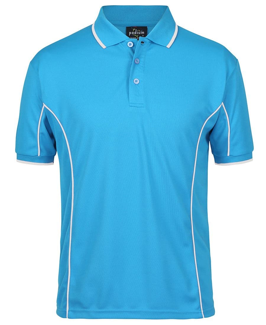 PODIUM S/S PIPING POLO FOREST/WHITE-2XS — Aqua/White