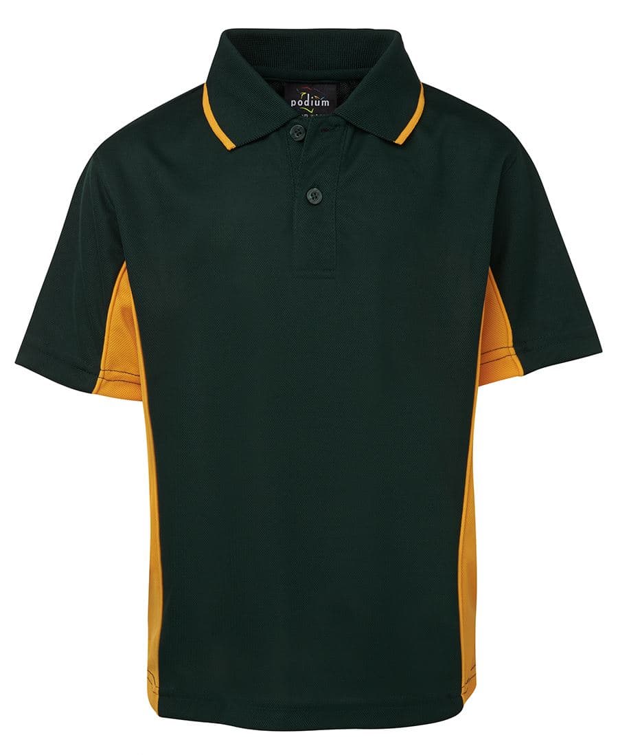 PODIUM KIDS C/TRAST POLO FOREST/GOLD-04 — Forest/Gold