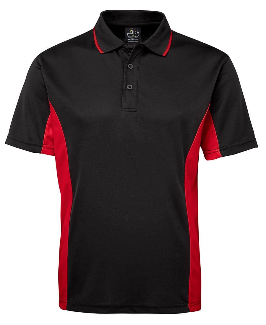 JB's Wear Podium C/TRAST Polo BLACK/RED-S