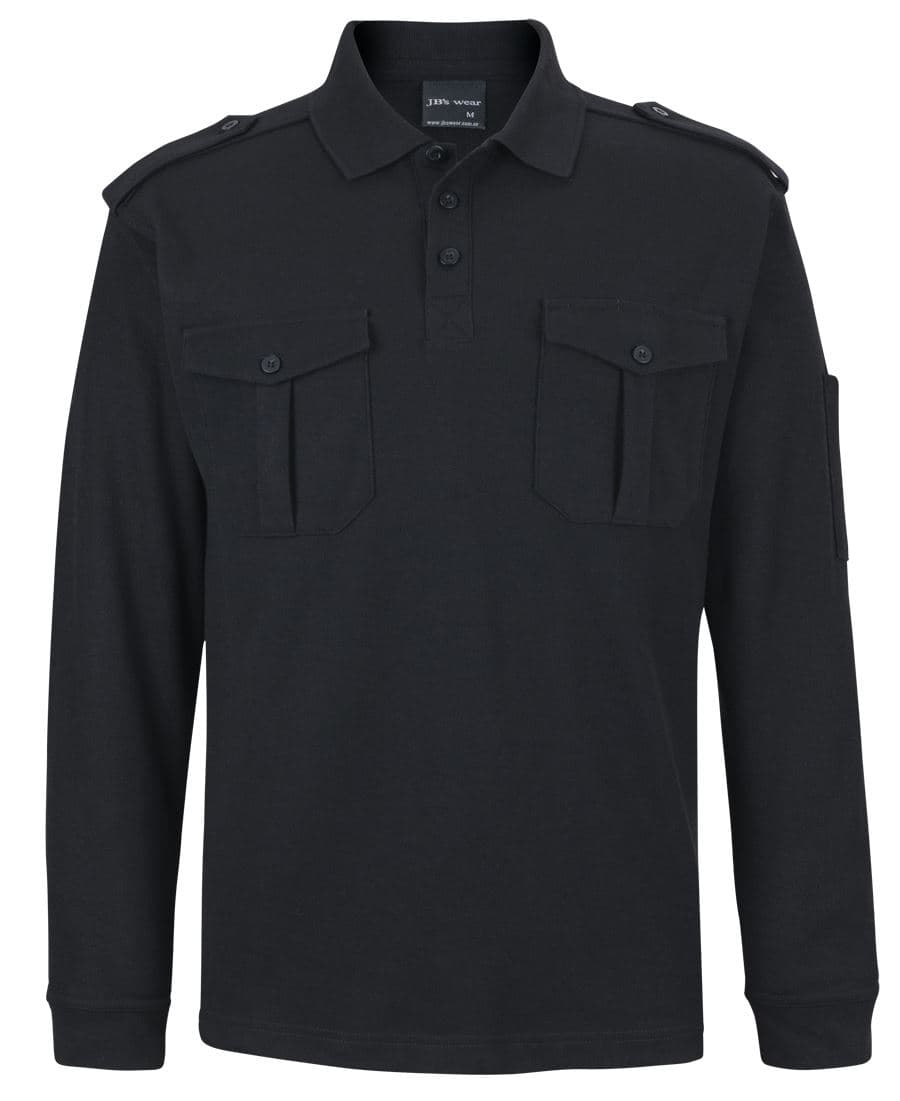 JB's L/S 250 EPAULETTE POLO BLACK -XS — Black
