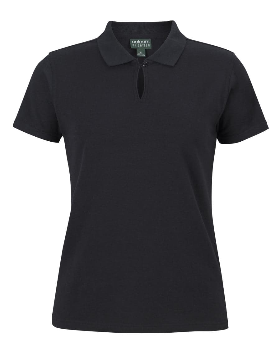 C of C LADIES COTTON S/S STRETCH POLO — Black