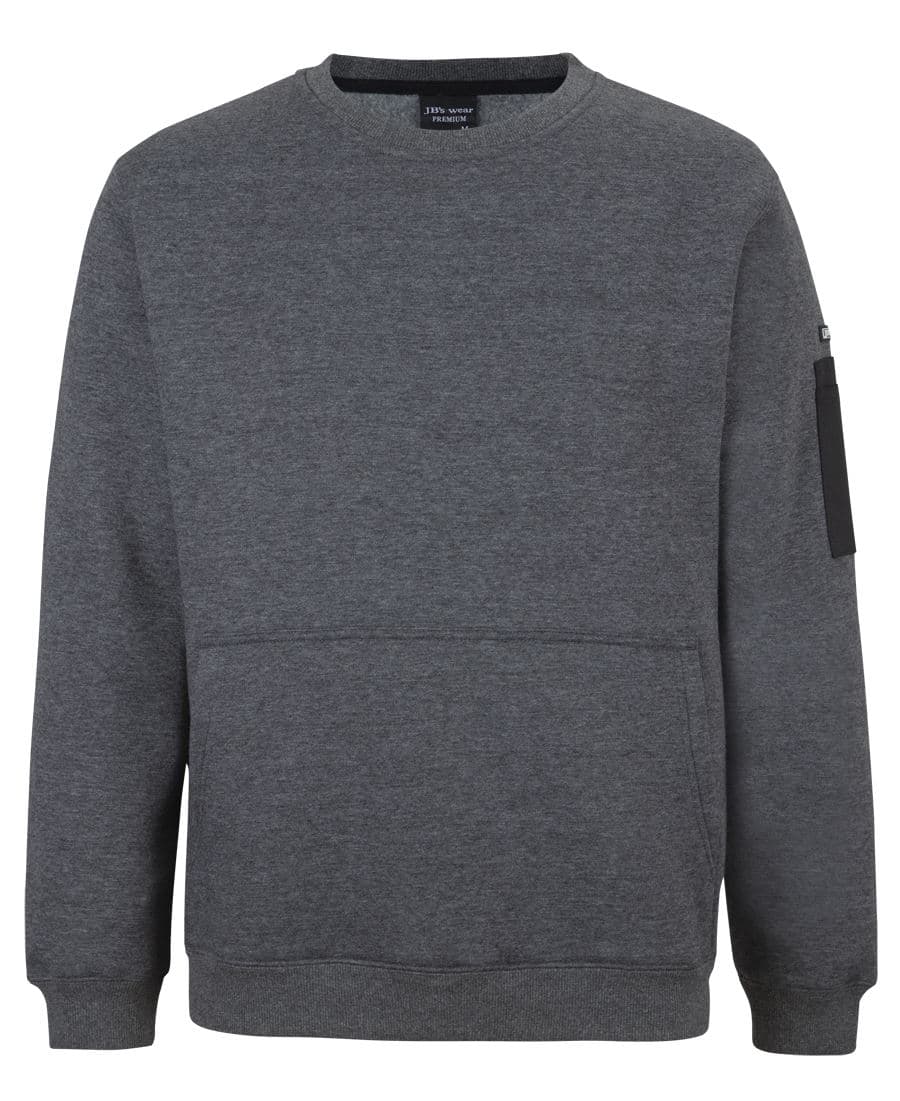 JB's Wear 350 Premium Trade Crew Neck Fleece Char MARLE/BLACK-2XS