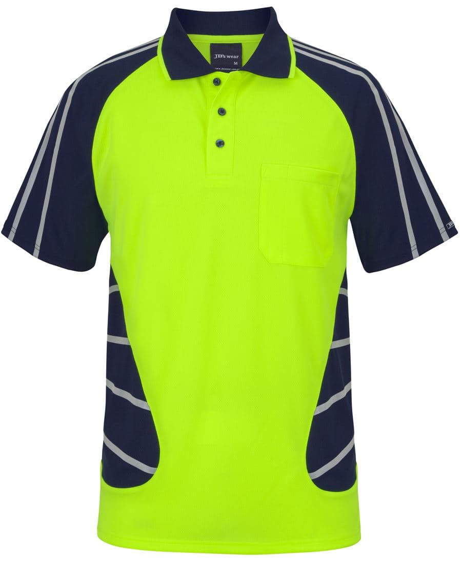 JB's STREET SPIDER POLO W/ REFLECTIVE STRIPE LIME/NAVY-2XS — Lime/Navy