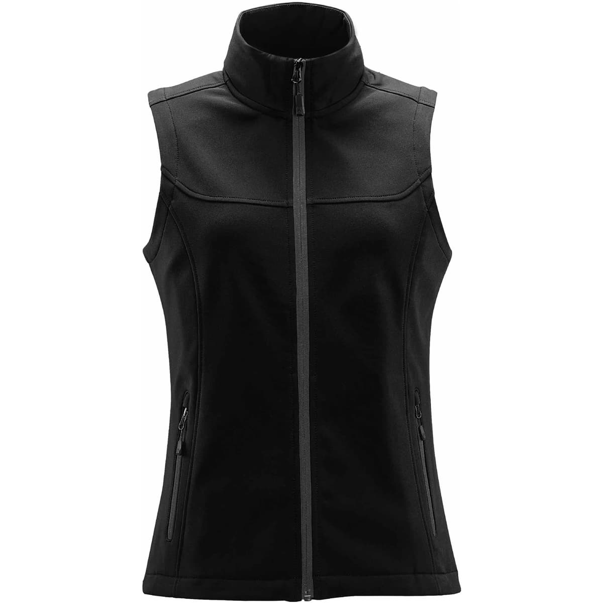 WOMENS ORBITER SOFTSHELL VEST — Black,Dolphin